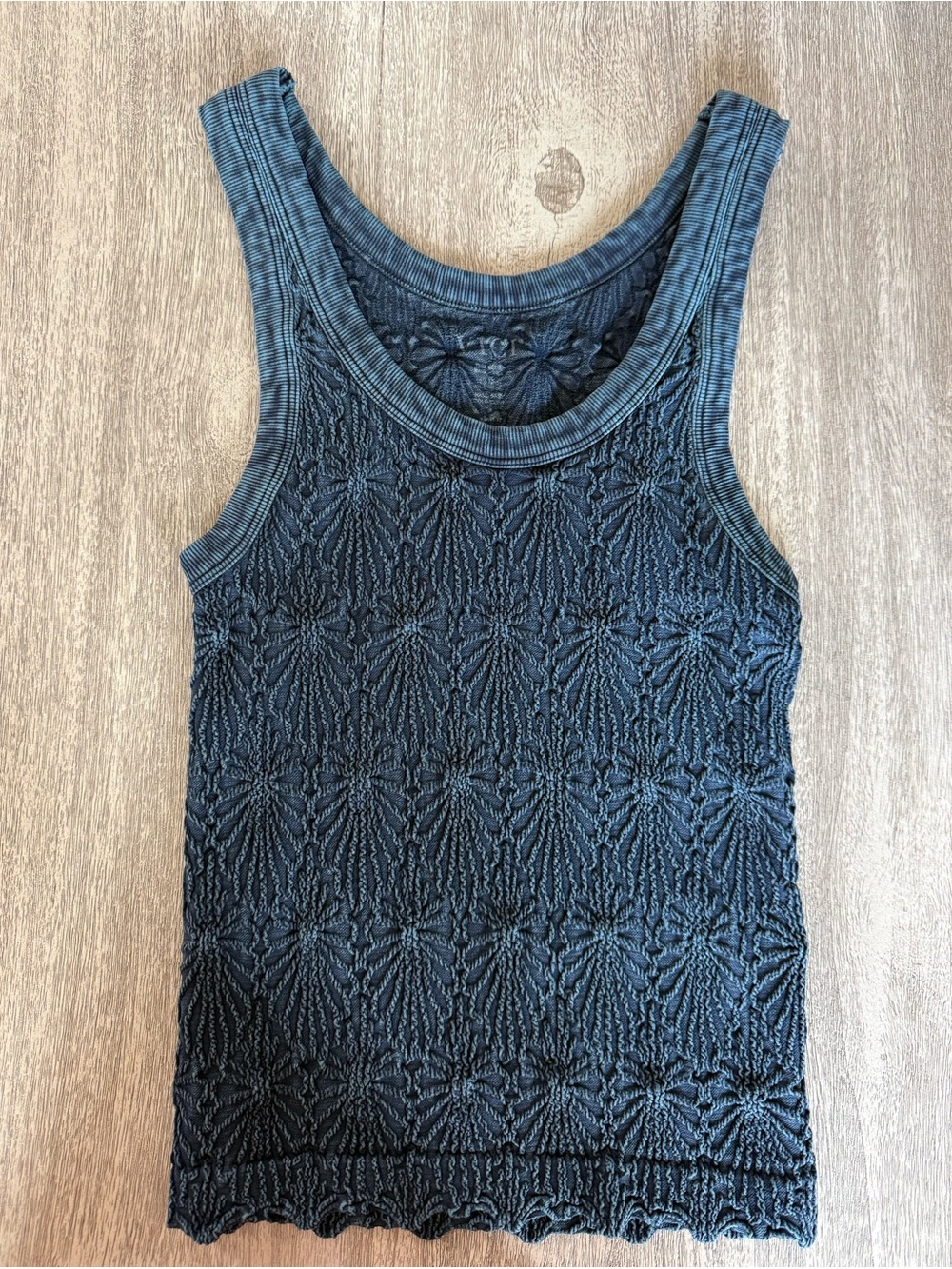 Vici Navy Crochet-Textured Tank Top